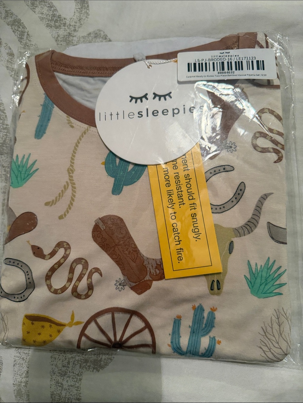 Little Sleepies Western Cactus & Cowboy Print Pajama Set - 9/10 New
